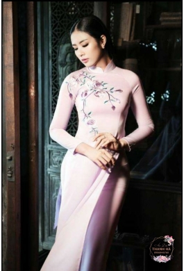 Áo dài tơ vẽ hoa