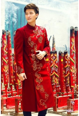 Áo dài nam vẽ họa tiết