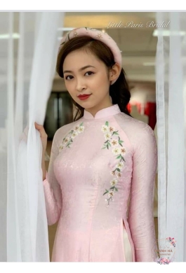 Áo dài tơ vẽ hoa