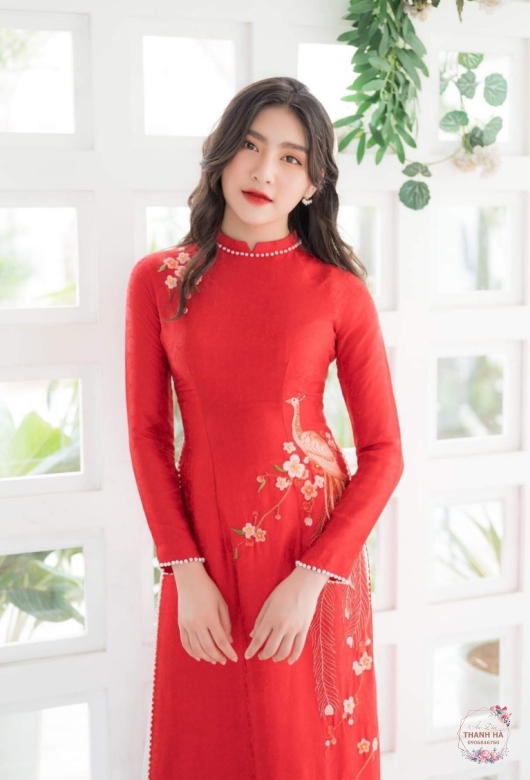 Áo dài cô dâu thêu