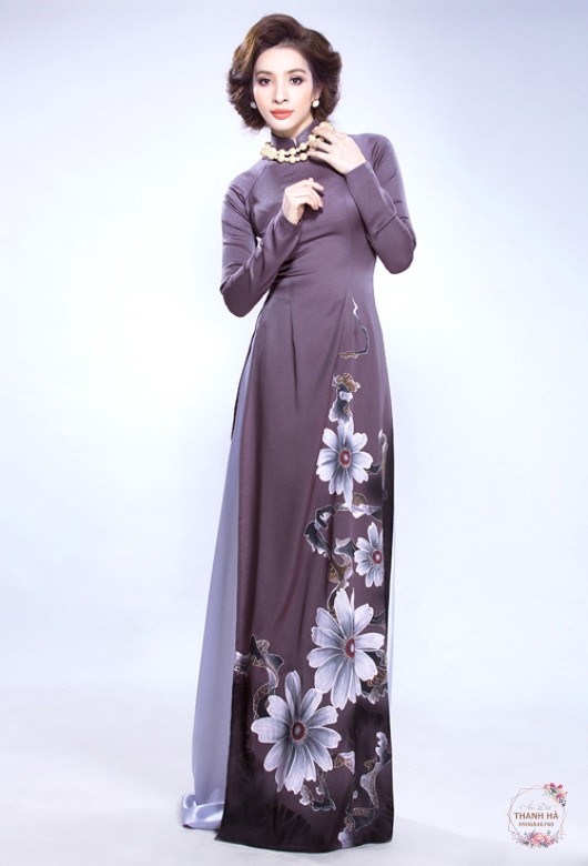 Áo dài tơ vẽ hoa