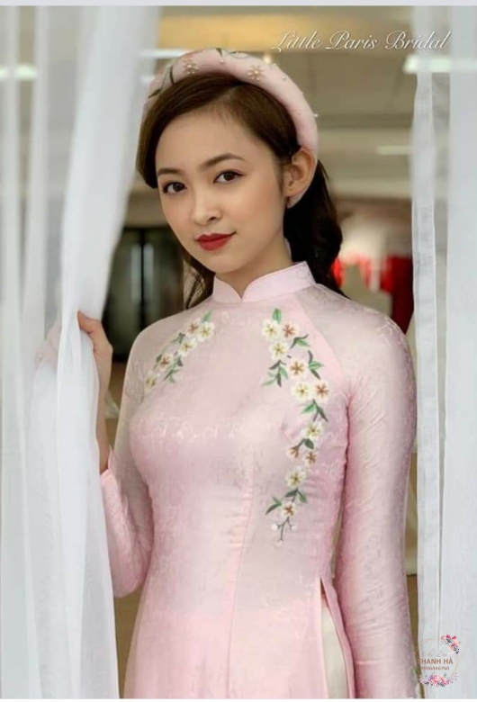 Áo dài tơ vẽ hoa