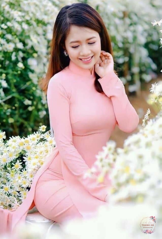 Áo dài trơn hồng dâu
